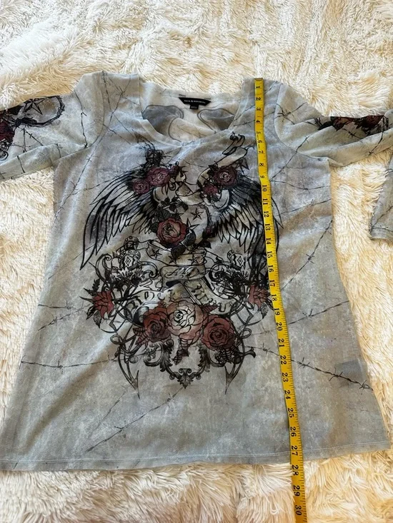 Rock & Republic Women’s Floral Gray Long Sleeve Top Size: Large - Picture 3 of 7